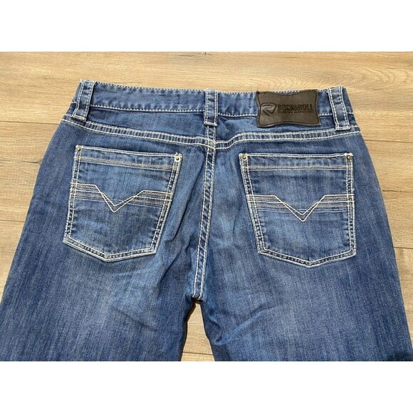 Rock & Roll Denim Pistol Straight Mens 32X34 Cowboy Thick Stitch Jeans - Picture 10 of 11